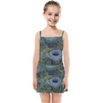 Peacock Feathers Details Kids  Summer Sun Dress