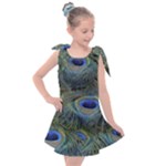 Peacock Feathers Details Kids  Tie Up Tunic Dress