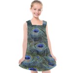 Peacock Feathers Details Kids  Cross Back Dress