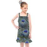 Peacock Feathers Details Kids  Overall Dress