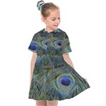 Peacock Feathers Details Kids  Sailor Dress