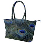 Peacock Feathers Details Canvas Shoulder Bag