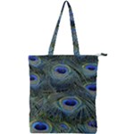 Peacock Feathers Details Double Zip Up Tote Bag