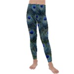 Peacock Feathers Details Kids  Lightweight Velour Leggings