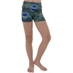 Peacock Feathers Details Kids  Lightweight Velour Yoga Shorts