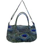 Peacock Feathers Details Removable Strap Handbag