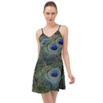 Peacock Feathers Details Summer Time Chiffon Dress