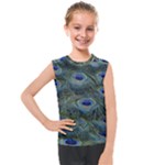 Peacock Feathers Details Kids  Mesh Tank Top