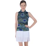 Peacock Feathers Details Women s Sleeveless Polo T-Shirt