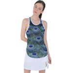 Peacock Feathers Details Racer Back Mesh Tank Top