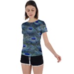 Peacock Feathers Details Back Circle Cutout Sports T-Shirt