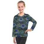 Peacock Feathers Details Kids  Long Mesh T-Shirt