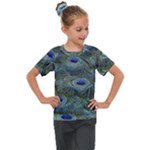 Peacock Feathers Details Kids  Mesh Piece T-Shirt