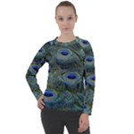 Peacock Feathers Details Women s Long Sleeve Raglan T-Shirt