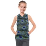 Peacock Feathers Details Kids  Sleeveless Hoodie