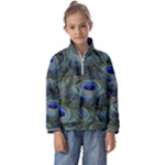 Peacock Feathers Details Kids  Half Zip Hoodie