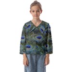 Peacock Feathers Details Kids  Sailor Shirt