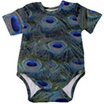 Peacock Feathers Details Baby Short Sleeve Bodysuit