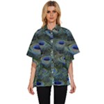 Peacock Feathers Details Women s Batwing Button Up Shirt