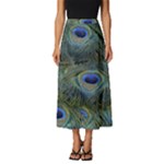 Peacock Feathers Details Classic Midi Chiffon Skirt