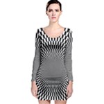 Circles Checkered Abstract Abstraction Art Long Sleeve Bodycon Dress