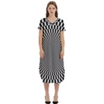 Circles Checkered Abstract Abstraction Art T-Shirt Midi Dress With Pockets