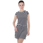 Circles Checkered Abstract Abstraction Art Drawstring Hooded Dress