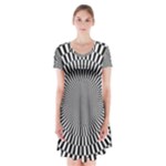 Circles Checkered Abstract Abstraction Art Short Sleeve V-neck Flare Dress