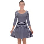 Circles Checkered Abstract Abstraction Art Quarter Sleeve Skater Dress