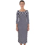 Circles Checkered Abstract Abstraction Art Quarter Sleeve Midi Bodycon Dress