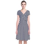 Circles Checkered Abstract Abstraction Art Short Sleeve Front Wrap Dress