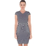 Circles Checkered Abstract Abstraction Art Capsleeve Drawstring Dress 