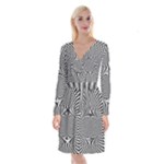 Circles Checkered Abstract Abstraction Art Long Sleeve Velvet Front Wrap Dress