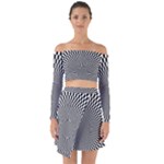 Circles Checkered Abstract Abstraction Art Off Shoulder Top with Skirt Set