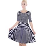 Circles Checkered Abstract Abstraction Art Quarter Sleeve A-Line Dress With Pockets