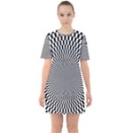 Circles Checkered Abstract Abstraction Art Sixties Short Sleeve Mini Dress