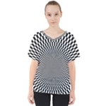 Circles Checkered Abstract Abstraction Art V-Neck Dolman Drape Top