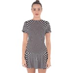 Circles Checkered Abstract Abstraction Art Drop Hem Mini Chiffon Dress