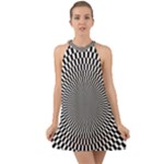 Circles Checkered Abstract Abstraction Art Halter Tie Back Chiffon Dress