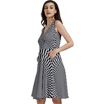 Circles Checkered Abstract Abstraction Art Sleeveless V-Neck Skater Dress with Pockets