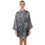 Circles Checkered Abstract Abstraction Art Long Sleeve Satin Kimono