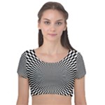 Circles Checkered Abstract Abstraction Art Velvet Short Sleeve Crop Top 