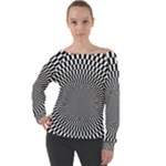 Circles Checkered Abstract Abstraction Art Off Shoulder Long Sleeve Velour Top