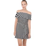 Circles Checkered Abstract Abstraction Art Off Shoulder Chiffon Dress