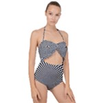 Circles Checkered Abstract Abstraction Art Scallop Top Cut Out Swimsuit