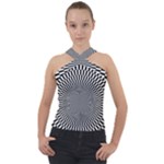 Circles Checkered Abstract Abstraction Art Cross Neck Velour Top