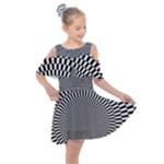 Circles Checkered Abstract Abstraction Art Kids  Shoulder Cutout Chiffon Dress