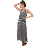 Circles Checkered Abstract Abstraction Art V-Neck Chiffon Maxi Dress