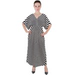 Circles Checkered Abstract Abstraction Art V-Neck Boho Style Maxi Dress