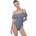 Circles Checkered Abstract Abstraction Art Frill Detail One Piece Swimsuit